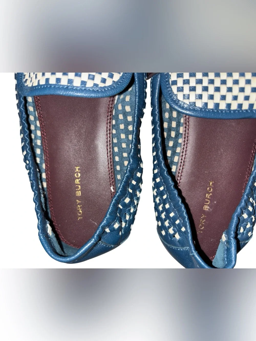 Tory Burch Woven Leather Ballet Loafers